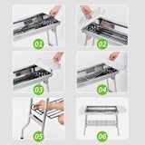 BBQ Grill Barbecue Set Charcoal Kabob Stove Portable Foldable Camping Picnic - Side View