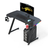 120cm New Arrive Computer Table Z Shaped Gaming Desk With RGB Led Lights Gaming Tables - Front View
