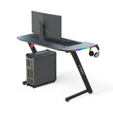 120cm New Arrive Computer Table Z Shaped Gaming Desk With RGB Led Lights Gaming Tables - Rear View