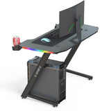 140cm New Arrive Computer Table Z Shaped Gaming Desk With RGB Led Lights Gaming Tables - Top-Down View