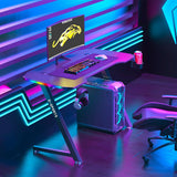 140cm New Arrive Computer Table Z Shaped Gaming Desk With RGB Led Lights Gaming Tables - Extra Image
