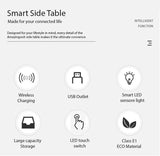 Smart Bedside Tables Finger Print Lock Side 3 Drawers Wireless Charging USB Nightstand LED AU - Side View