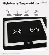 Smart Bedside Tables Side 3 Drawers Wireless Charging USB Left Hand Nightstand LED Light AU Black - Front View