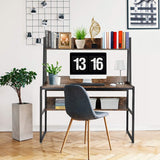 Computer Table Desk Book Storage Student Study Home Office Workstation with Bookshelf (Rustic Brown) - Top-Down View