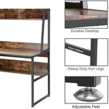Computer Table Desk Book Storage Student Study Home Office Workstation with Bookshelf (Rustic Brown) - 45-Degree Angle