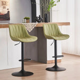 SERENITà AVO Green Modern Height Adjustable Swivel Bar Stools Upholstered Leather Barstool Kitchen I