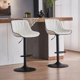 SERENITà White Modern Height Adjustable Swivel Bar Stools Upholstered Leather Barstool Kitchen Islan