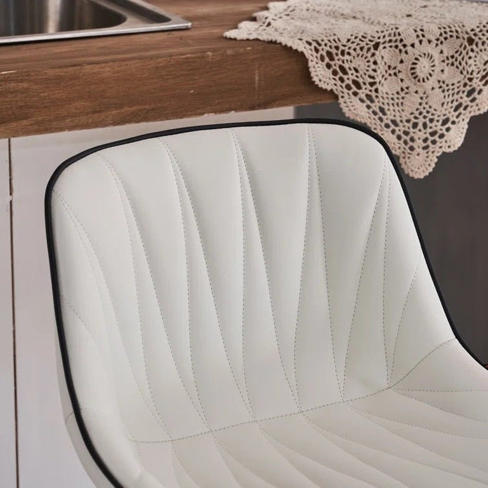 SERENITà White Modern Height Adjustable Swivel Bar Stools Upholstered Leather Barstool Kitchen Islan
