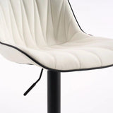 SERENITà White Modern Height Adjustable Swivel Bar Stools Upholstered Leather Barstool Kitchen Islan