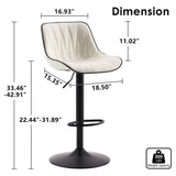 SERENITà White Modern Height Adjustable Swivel Bar Stools Upholstered Leather Barstool Kitchen Islan