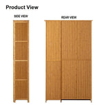 8 Tier Bamboo Large Capacity Storage Shelf Shoe Rack Cabinet 4 Doors 1 Drawer - Side View