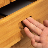 8 Tier Bamboo Large Capacity Storage Shelf Shoe Rack Cabinet 4 Doors 1 Drawer - Close-Up Angle