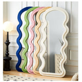 1.7m Elegance Curvy Floor Mirror Wavy Full Lenght Curvy Squiggle Full Body Irregular Asymmetrical Floor Home Decor Blue - Front View