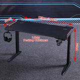 140cm RGB Gaming Desk Home Office Carbon Fiber Led Lights Game Racer Computer PC Table L-Shaped Black - Top-Down View