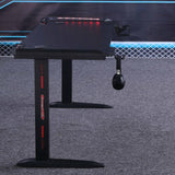 140cm RGB Gaming Desk Home Office Carbon Fiber Led Lights Game Racer Computer PC Table L-Shaped Black - 45-Degree Angle