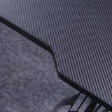140cm RGB Gaming Desk Home Office Carbon Fiber Led Lights Game Racer Computer PC Table L-Shaped Black - Close-Up Angle