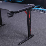 140cm RGB Gaming Desk Home Office Carbon Fiber Led Lights Game Racer Computer PC Table L-Shaped Black - Low Angle
