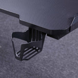 140cm RGB Gaming Desk Home Office Carbon Fiber Led Lights Game Racer Computer PC Table L-Shaped Black - Extra Image