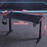 140cm RGB Gaming Desk Home Office Carbon Fiber Led Lights Game Racer Computer PC Table L-Shaped Black - Extra Image