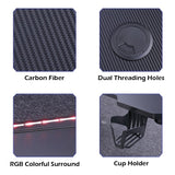 140cm RGB Gaming Desk Home Office Carbon Fiber Led Lights Game Racer Computer PC Table Z-Shaped Red - Rear View