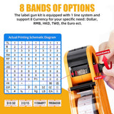 Price Tag Gun Labeller Pricing with 2 Rolls Labels and Inks Roller Machine Kit Red - Rear View