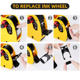 Price Tag Gun Labeller Pricing with 2 Rolls Labels and Inks Roller Machine Kit Yellow - Front View