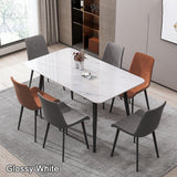 Minimal List Dining Chairs PU Retro Chair Cafe Kitchen Modern Metal Legs x 2 Brown - Side View