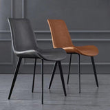 Minimal List Dining Chairs PU Retro Chair Cafe Kitchen Modern Metal Legs x 2 Brown - 45-Degree Angle