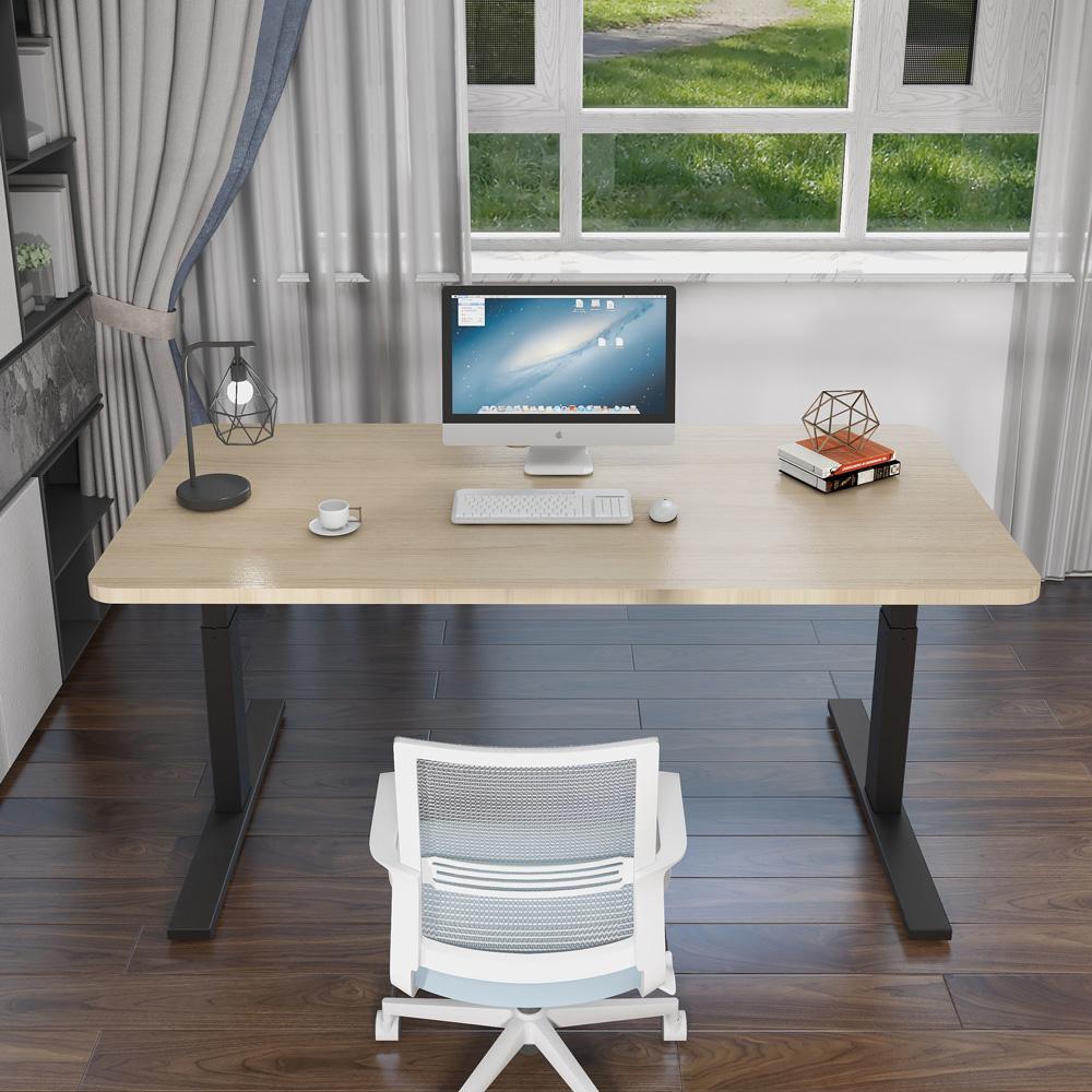 120cm Standing Desk Height Adjustable Sit White Stand Motorised Dual Motors Frame Birch Top