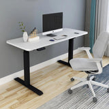 140cm Standing Desk Height Adjustable Sit Stand Motorised White Dual Motors Frame Black Top - Close-Up Angle