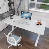 140cm Standing Desk Height Adjustable Sit Stand Motorised White Dual Motors Frame Black Top - Extra Image