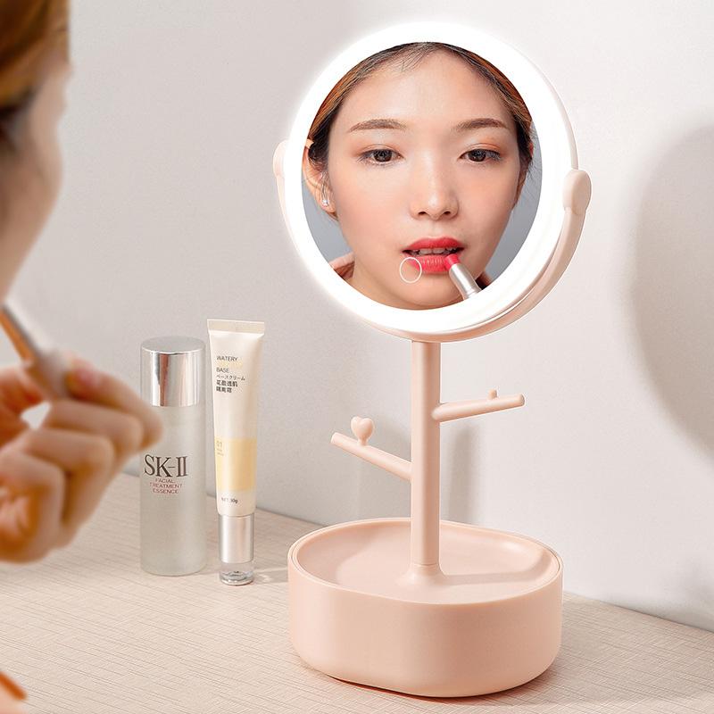 Ecoco Smart LED Light Cosmetic Makeup Mirror USB Touch Screen Home Desk Vanity 360? Pink