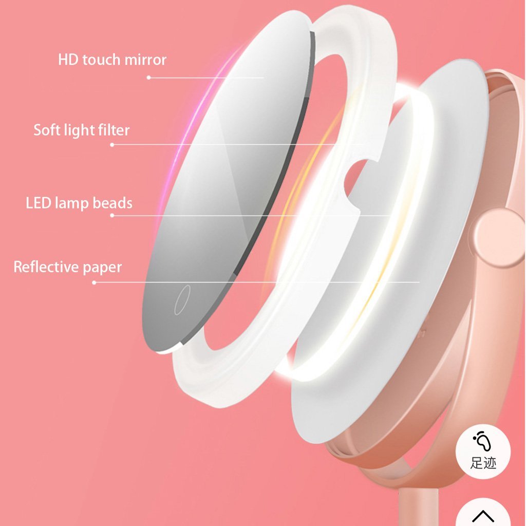 Ecoco Smart LED Light Cosmetic Makeup Mirror USB Touch Screen Home Desk Vanity 360? Pink