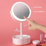 Ecoco Smart LED Light Cosmetic Makeup Mirror USB Touch Screen Home Desk Vanity 360° White - Side View