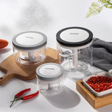 Ecoco 3 Sizes Cutter Set Easy Chopper Mincer Mixer Slicer Dicer Blender Shredder For Onion Garlic Grey - Side View