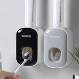 Ecoco Wall mount auto ands Free Toothpaste Dispenser Automatic Toothpaste Squeezer Bathroom Toothpaste Holder Black - Close-Up Angle