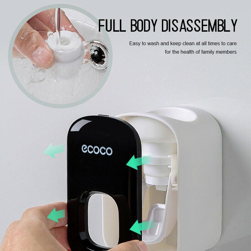 Ecoco Wall mount auto ands Free Toothpaste Dispenser Automatic Toothpaste Squeezer Bathroom Toothpas