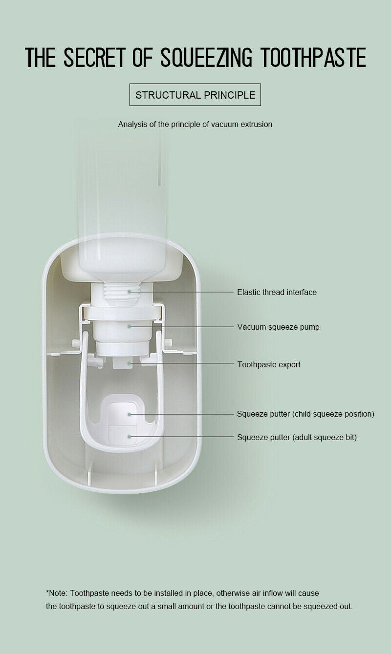 Ecoco Wall mount auto ands Free Toothpaste Dispenser Automatic Toothpaste Squeezer Bathroom Toothpas