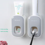Ecoco Wall mount auto ands Free Toothpaste Dispenser Automatic Toothpaste Squeezer Bathroom Toothpaste Holder Grey - Close-Up Angle