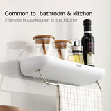 Bathroom Shelves Organizer Wall Mount Home Towel shelf Shampoo Rack With Towel Bar Storage Rack Bathroom Accessories 2xTape Only - Front View