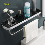 Bathroom Shelves Organizer Wall Mount Home Towel shelf Shampoo Rack With Towel Bar Storage Rack Bathroom Accessories Black - Close-Up Angle