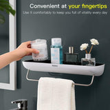 Bathroom Shelves Organizer Wall Mount Home Towel shelf Shampoo Rack With Towel Bar Storage Rack Bathroom Accessories Grey - Front View