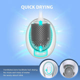 Ecoco Silicone Water Drop Toilet Brush Holder Set Wall-Mounted Cleaning Brush Tool Grey - 45-Degree Angle