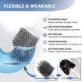 Ecoco Silicone Water Drop Toilet Brush Holder Set Wall-Mounted Cleaning Brush Tool Grey - Rear View