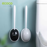 Ecoco Silicone Water Drop Toilet Brush Holder Set Wall-Mounted Cleaning Brush Tool Grey - Close-Up Angle