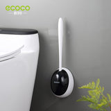 Ecoco Silicone Water Drop Toilet Brush Holder Set Wall-Mounted Cleaning Brush Tool Grey - Low Angle