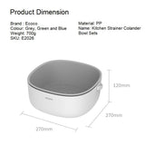 Ecoco Double Drain Basket Bowl Washing Kitchen Strainer Noodles Vegetables Fruit Sink Supplies Blue - Close-Up Angle