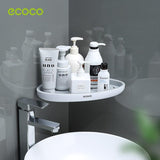 Ecoco Bathroom Corner Shower Shelf Corner Shower Caddy Shower Storage Organizer Wall Mounted for Bathroom, Kitchen, Toilet Black - Top-Down View