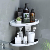 Ecoco Bathroom Corner Shower Shelf Corner Shower Caddy Shower Storage Organizer Wall Mounted for Bathroom, Kitchen, Toilet Black - Low Angle