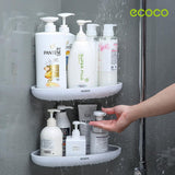 Ecoco Bathroom Corner Shower Shelf Corner Shower Caddy Shower Storage Organizer Wall Mounted for Bathroom, Kitchen, Toilet Grey - Front View